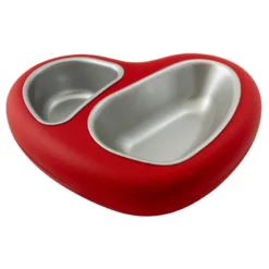 Πιάτο Σκύλου και Γάτας Διπλό Πλαστικό Georplast Mon Amour 32x25,5x7hcm 750ml Κόκκινο