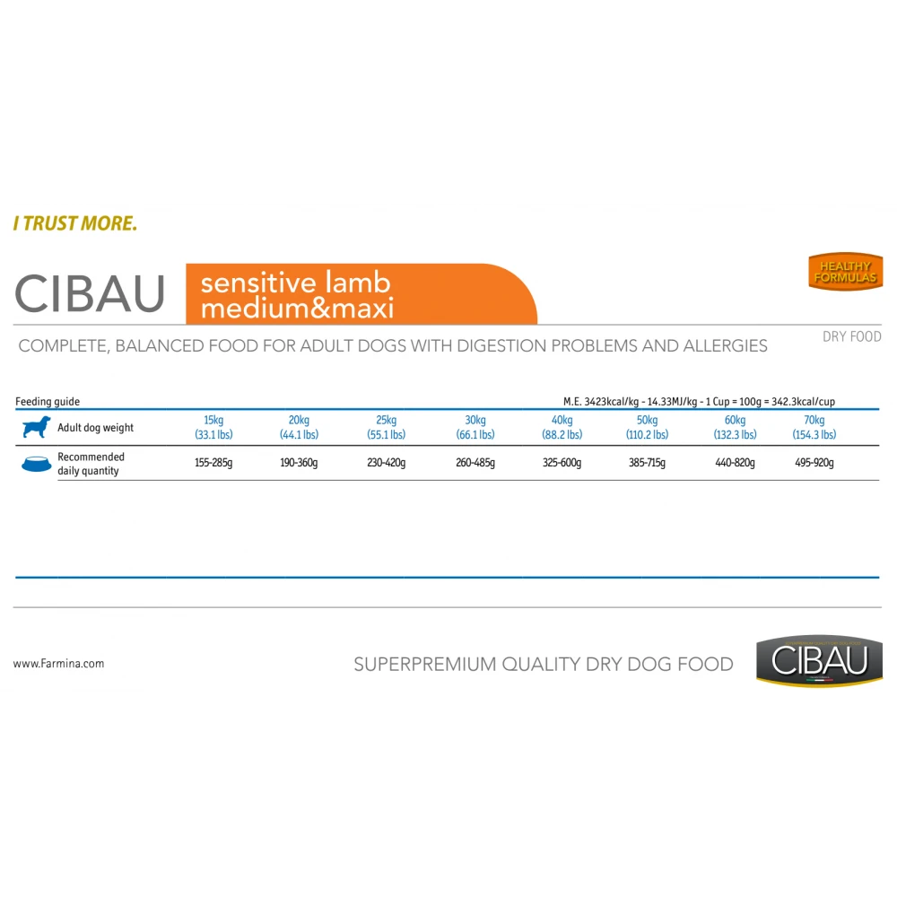 Cibau Adult Sensitive Lamb Medium & Maxi 2,5kg 3 Cibau Adult Sensitive Lamb Medium & Maxi 2,5kg - Image 3