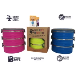 Travel Pet Bento Σετ Μπολ Αποθήκευσης 3 X 450ml Μπλε για Σκύλο ή Γάτα -Προμήθειες Για Κατοικίδια Κατάστημα πωλήσεων 3 stack with icons healthy human 1000x1000w 2