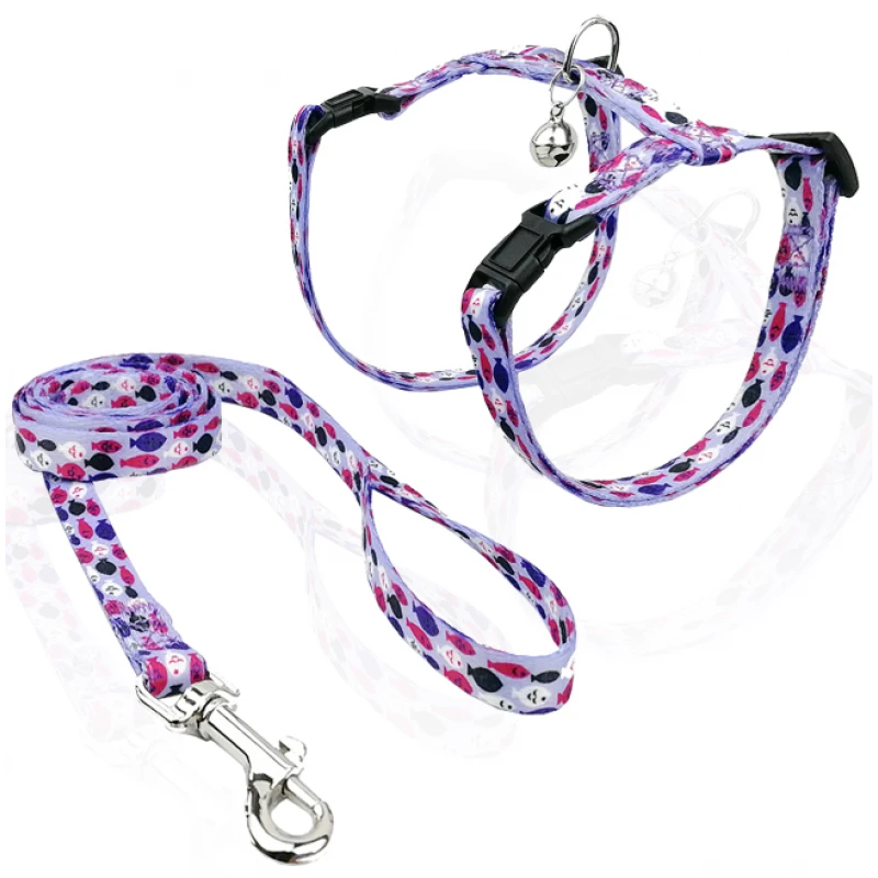 Σαμαράκι γάτας με λουρί Pet Interest Fish Flock Μωβ Small 1 Σαμαράκι γάτας με λουρί Pet Interest Fish Flock Μωβ Small