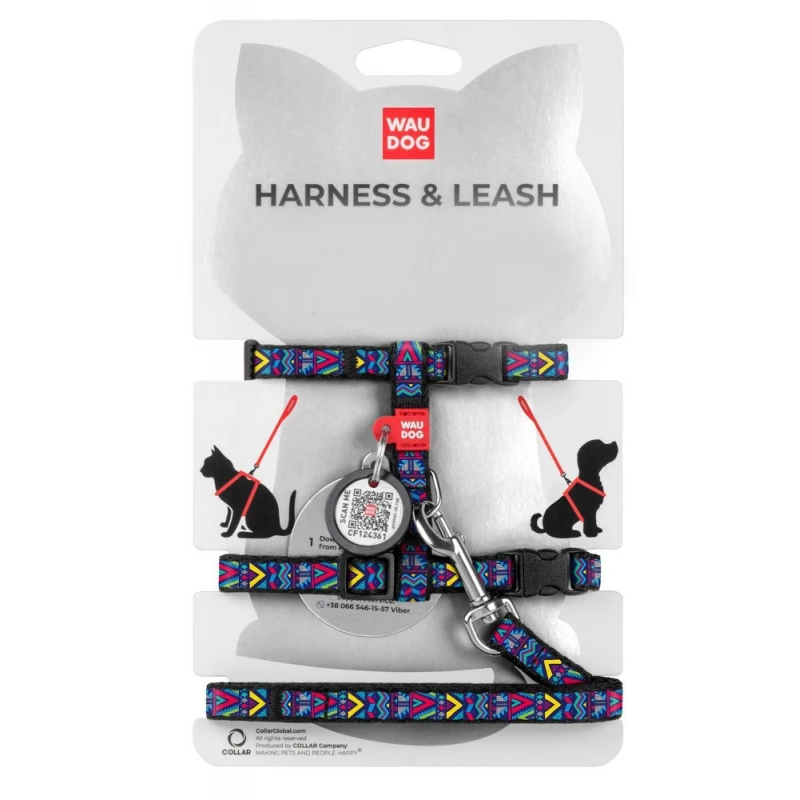 Waudog Cat Indie Οδηγός και Επιστήθιο 1x25-40cm με SmartID 1 Waudog Cat Indie Οδηγός και Επιστήθιο 1x25-40cm με SmartID