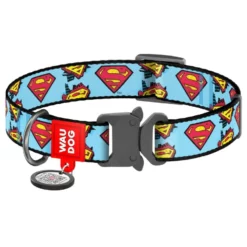 Περιλαίμιο WauDog Superman Light Blue Metal 1,5x23-35cm με SmartID