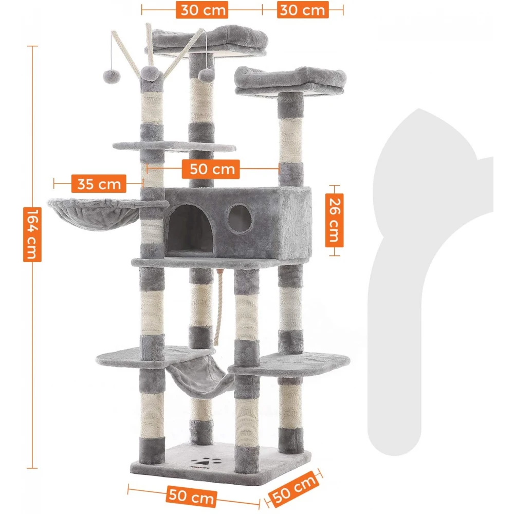 OEM Γατόδεντρο - Ονυχοδρόμιο Big Condo 164cm Light Grey 3 OEM Γατόδεντρο - Ονυχοδρόμιο Big Condo 164cm Light Grey - Image 3