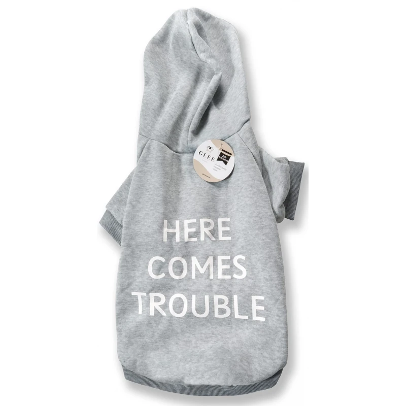 Φούτερ Σκύλου με κουκούλα Glee Here Comes Trouble 60cm Γκρι 1 Φούτερ Σκύλου με κουκούλα Glee Here Comes Trouble 60cm Γκρι