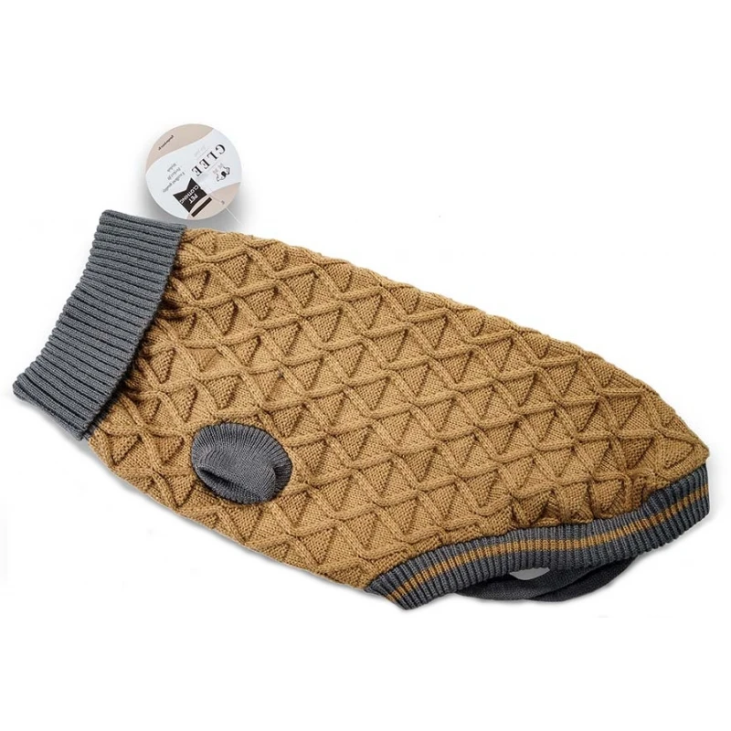 Πλεκτό Πουλόβερ Σκύλου Glee Rhombus Small 30cm Καφέ 1 Πλεκτό Πουλόβερ Σκύλου Glee Rhombus Small 30cm Καφέ