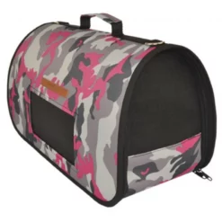 Τσάντα Μεταφοράς Σκύλου ή Γάτας Woofmoda Με Παράθυρο Military Ροζ Αδιάβροχη 48x20x30cm