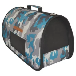 Τσάντα Μεταφοράς Σκύλου ή Γάτας Woofmoda Με Παράθυρο Military Μπλε Αδιάβροχη 40x17x25cm