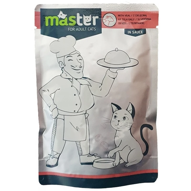 Master Adult Cat Veal (Μοσχάρι) In Sauce 80gr 24τμχ (20 + 4 Δώρο) 1 Master Adult Cat Veal (Μοσχάρι) In Sauce 80gr 24τμχ (20 + 4 Δώρο)