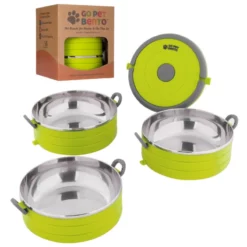 Travel Pet Bento Σετ Μπολ Αποθήκευσης 3 X 450ml Λαχανί για Σκύλο ή Γάτα