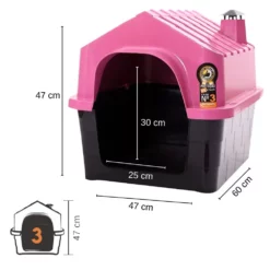 Σπιτάκι σκύλου Πλαστικό Durahouse No3 Ροζ 60x47x47cm -Προμήθειες Για Κατοικίδια Κατάστημα πωλήσεων DP10289 1 1000x1000 3