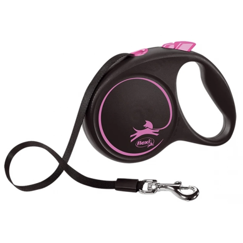 Flexi Black Design Medium Ιμάντα 5m Εως 25kg Pink 1 Flexi Black Design Medium Ιμάντα 5m Εως 25kg Pink