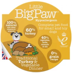 Υγρή Τροφή - Κονσέρβα Σκύλου Little Big Paw Traditional Turkey & Vegetable Dinner 8x 85gr -Προμήθειες Για Κατοικίδια Κατάστημα πωλήσεων LBP76302 1000x1000h