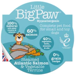 Υγρή Τροφή - Κονσέρβα Σκύλου Little Big Paw Steamed Atlantic Salmon & Vegetables 8x 85gr -Προμήθειες Για Κατοικίδια Κατάστημα πωλήσεων LBP76303 1000x1000h