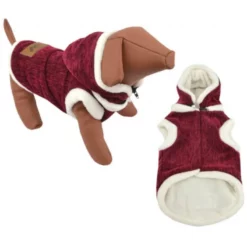 Μπουφάν Σκύλου Woof Φλις Μπορντό με Κουκούλα XL 43cm