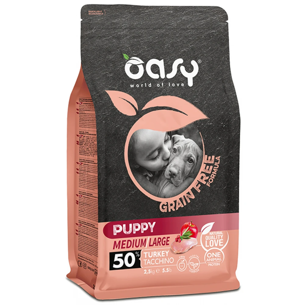 Oasy Dry Dog Grain Free Puppy Medium-Large Turkey 2,5kg 2 Oasy Dry Dog Grain Free Puppy Medium-Large Turkey 2,5kg - Image 2