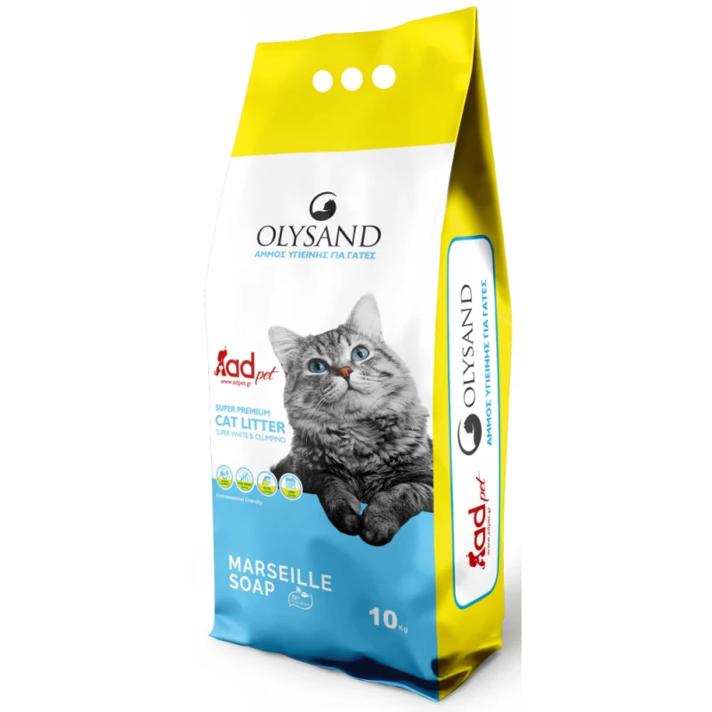 Άμμος Γάτας Olysand Από Λευκό Μπετονίτη 10kg Σαπούνι Μασσαλίας 1 Άμμος Γάτας Olysand Από Λευκό Μπετονίτη 10kg Σαπούνι Μασσαλίας