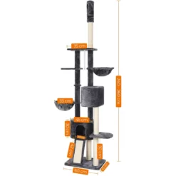 OEM Γατόδεντρο - Ονυχοδρόμιο Floor2Ceiling 260cm Smokey Grey -Προμήθειες Για Κατοικίδια Κατάστημα πωλήσεων PCT110G01 1 1000x1000h