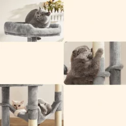 OEM Γατόδεντρο - Ονυχοδρόμιο Cat Condo Hammock And Pompoms Light Grey 55x45x143cm -Προμήθειες Για Κατοικίδια Κατάστημα πωλήσεων PCT161W01 5 petshop88.gr 1000x1000 1