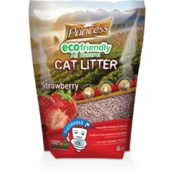 Άμμος - Πέλλετ Για Γάτες Princess Eco Strawberry 6lt (Βιοδιασπώμενο)
