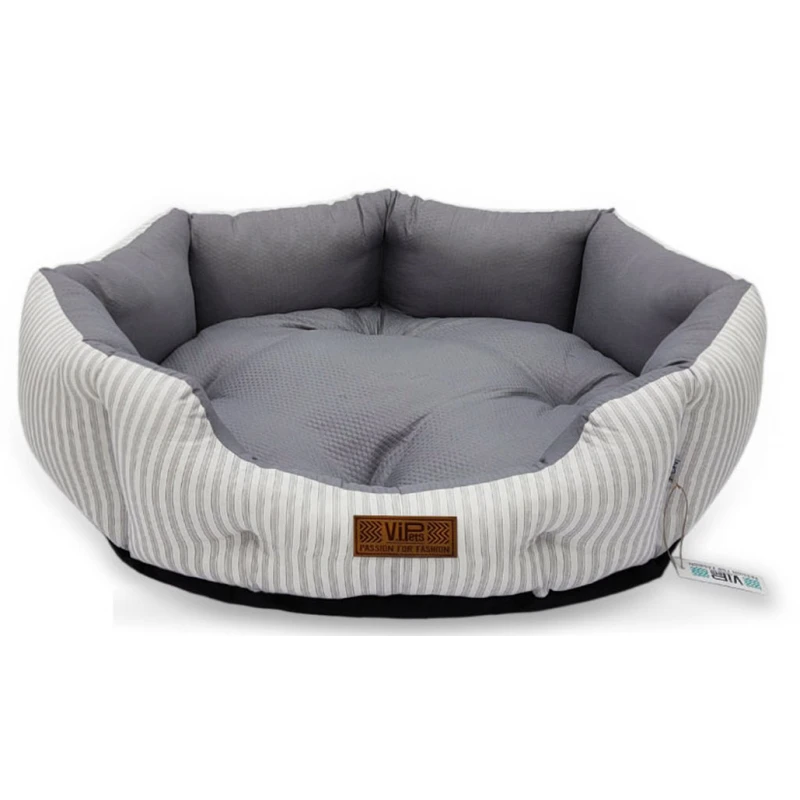 Κρεβατάκι Σκύλου και Γάτας V.I.Pets Royal Cotton Stripes Νο4 Gray 80x80cm 1 Κρεβατάκι Σκύλου και Γάτας V.I.Pets Royal Cotton Stripes Νο4 Gray 80x80cm