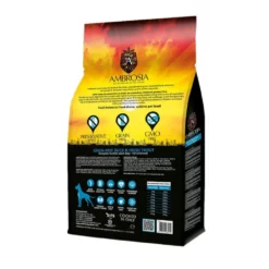 Ambrosia Grain-Free Dog Adult Fresh Trout & Duck 12kg + Δώρο Λάδι Σολομού Perfect Care Freshness 300ml -Προμήθειες Για Κατοικίδια Κατάστημα πωλήσεων ambrosia duck trout back 1000x1000h