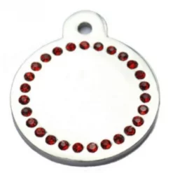 OEM Ταυτότητα Σκύλου Lux Κύκλος Με Κόκκινα Στρας