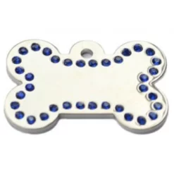 OEM Ταυτότητα Σκύλου Lux Κόκκαλο Με Μπλε Στρας