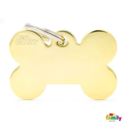 Ταυτότητα Σκύλου My Family Basic Gold Brass Bone Tag Large 4x2cm