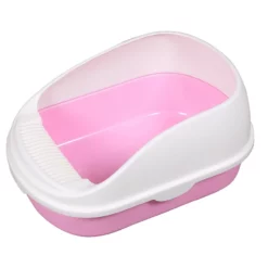 Ημίκλειστη Τουαλέτα Γάτας Cat Toilet Semi Closed With Grooves Pink 56x39x26cm Ροζ