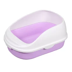 Ημίκλειστη Τουαλέτα Γάτας Cat Toilet Semi Closed With Grooves Purple 56x39x26cm Μωβ