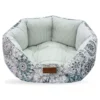 Κρεβατάκι Σκύλου και Γάτας V.I.Pets Royal Λουλούδια Φυστικί - Μπεζ & Ριγέ Φυστικί 50x50cm