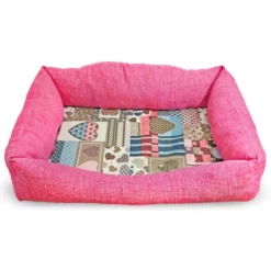 Κρεβάτι Σκύλου και Γάτας Madpet Classic Ροζ με Καρδιές 60x43x14cm
