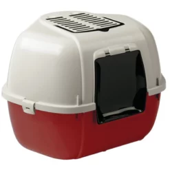 Κλειστή Γωνιακή Τουαλέτα Γάτας Mika της Ferplast (57,5 X 51,5 X H 42 Cm) Κόκκινη