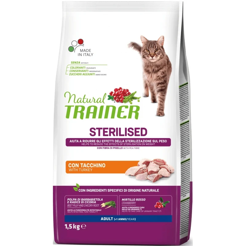 Natural Trainer Cat Adult Sterilized Γαλοπούλα 3kg 1 Natural Trainer Cat Adult Sterilized Γαλοπούλα 3kg