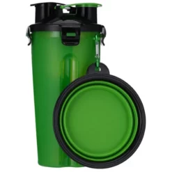 Παγούρι & Πτυσσόμενο Πιάτο για Σκύλους & Γάτες Denik Pets Water Bottle Πράσινο 350ml