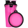Παγούρι & Πτυσσόμενο Πιάτο για Σκύλους & Γάτες Denik Pets Water Bottle Ροζ 350ml