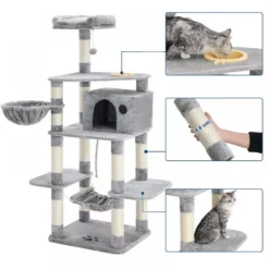 OEM Γατόδεντρο - Ονυχοδρόμιο Bighouse Dark Grey 164cm -Προμήθειες Για Κατοικίδια Κατάστημα πωλήσεων pct99w 4 1000x1000 1
