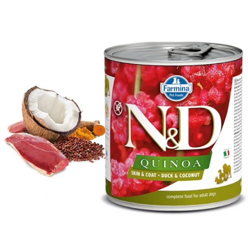 N&D Quinoa Wet Skin & Coat Duck 285gr 6τμχ 1 N&D Quinoa Wet Skin & Coat Duck 285gr 6τμχ