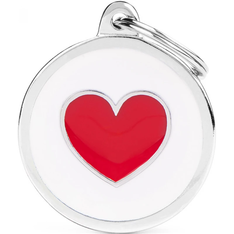 Ταυτότητα Σκύλου My Family Charms White Circle Red Heart 1 Ταυτότητα Σκύλου My Family Charms White Circle Red Heart