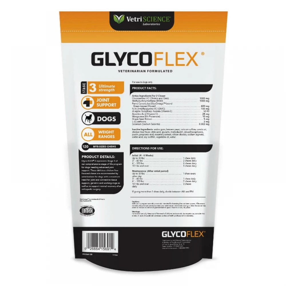 Glycoflex Stage 3 120 Bite-sized Chews 3 Glycoflex Stage 3 120 Bite-sized Chews - Image 3